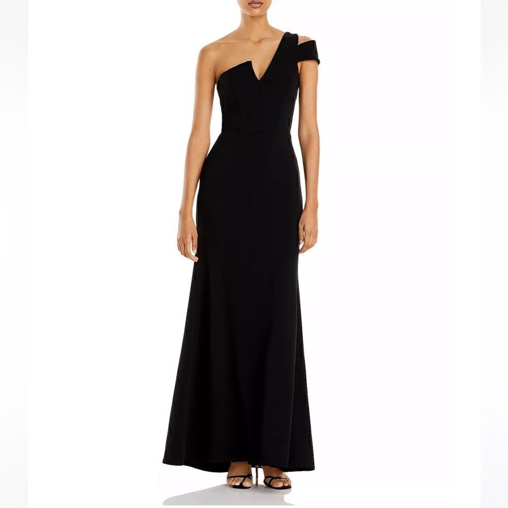 AQUA
One-Shoulder Ruffled Gown